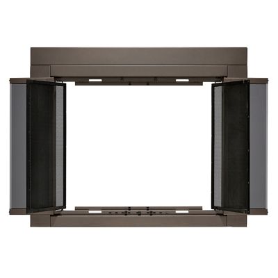 Image showing  Roman Oil Rubbed Bronze Bi-fold style Fireplace Doors with Smoke Tempered Glass, Medium