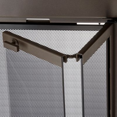 Image showing  Roman Oil Rubbed Bronze Bi-fold style Fireplace Doors with Smoke Tempered Glass, Medium