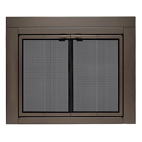 UniFlame Roman Oil Rubbed Bronze Bi-fold style Fireplace Doors with Smoke Tempered Glass, Large