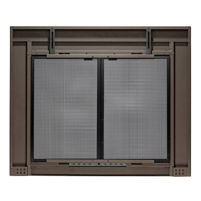 Image showing 5 th UniFlame Roman Oil Rubbed Bronze Bi-fold style Fireplace Doors with Smoke Tempered Glass, Large