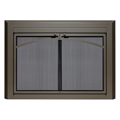UniFlame Gerri Gunmetal Cabinet-style Fireplace Doors with Smoke Tempered Glass, Small
