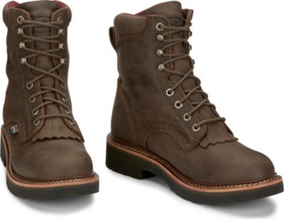 Image showing 6 th Justin Men's 8 in. Rivot Round Steel Toe Lace-Up Boot