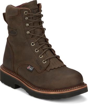 Justin Men's 8 in. Rivot Round Steel Toe Lace-Up Boot