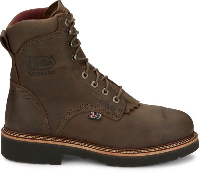 Image showing 4 th Justin Men's 8 in. Rivot Waterproof Round Steel Toe Lace-Up Boot