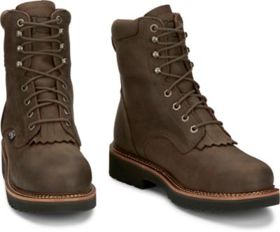 Image showing 6 th Justin Men's 8 in. Rivot Waterproof Round Steel Toe Lace-Up Boot