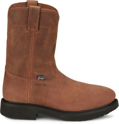 Image showing 4 th Justin Men's 10 in. Round-Up Round Steel Toe Pull-On Boot