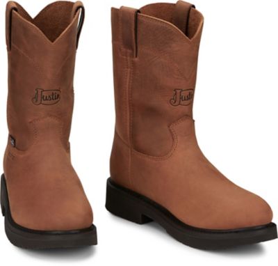 Image showing 6 th Justin Men's 10 in. Round-Up Round Steel Toe Pull-On Boot