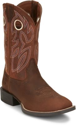 Justin 11 in. Bowline Wide Square Toe Boot, 13 D,Pecan Brown at