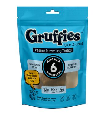 Gruffies Peanut Butter Flavor Skin and Coat Dog Treats