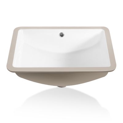 Sinber 21 in. Undermount Rectangular Bathroom Sink with Overflow Ceramic White Finish C1312-OLR