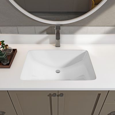 Image showing  21 in. Undermount Rectangular Bathroom Sink with Overflow Ceramic White Finish C1312-OLR