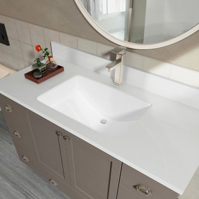 Image showing  21 in. Undermount Rectangular Bathroom Sink with Overflow Ceramic White Finish C1312-OLR