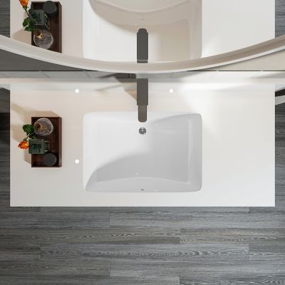 Image showing  21 in. Undermount Rectangular Bathroom Sink with Overflow Ceramic White Finish C1312-OLR