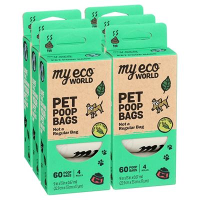 MyEcoWorld Pet Poop Bags, 6 boxes of 4 rolls - 24 rolls / 360 count