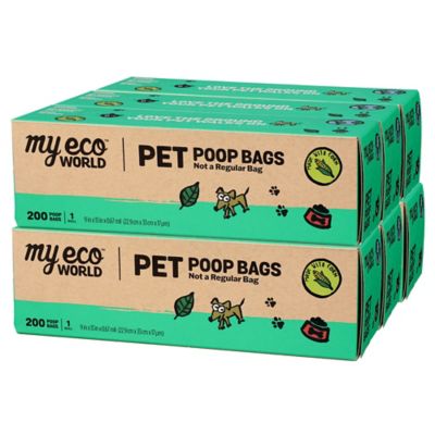 MyEcoWorld Pet Poop Bags, 6 boxes of 1 roll - 200 bags a roll / 1200 count