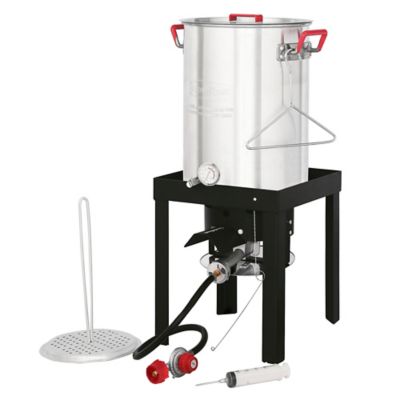 Creole Feast 30 qt. Propane Aluminum Turkey Fryer Steamer Set, 50,000 BTU, Ideal for Outdoor Cooking