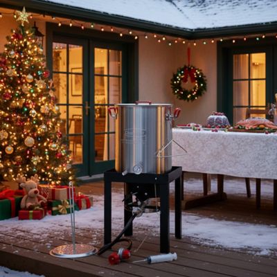 Image showing  30 qt. Propane Aluminum Turkey Fryer Steamer Set, 50,000 BTU, Ideal for Outdoor Cooking