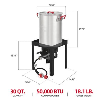 Image showing  30 qt. Propane Aluminum Turkey Fryer Steamer Set, 50,000 BTU, Ideal for Outdoor Cooking
