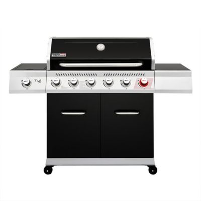 Royal Gourmet 6 Burner Propane Gas Grill BBQ with Sear Burner and Side Burner, 74,000 BTU, Cabinet Style, Black