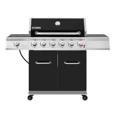 Image showing 8 th Royal Gourmet 6-Burner Propane Gas Grill with Cabinet, Sear and Side Burner, Black