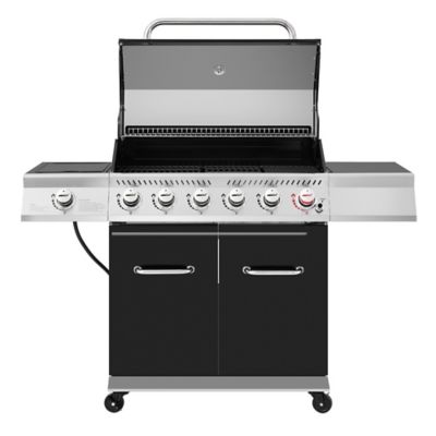 Image showing 9 th Royal Gourmet 6-Burner Propane Gas Grill with Cabinet, Sear and Side Burner, Black