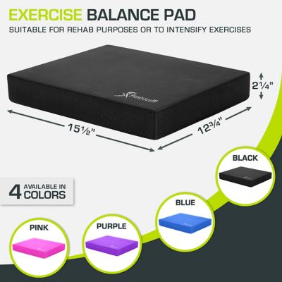 Image showing  15.5 in. L x 12.5 in. W x 2.5 in. T Exercise Balance Pad, Non-Slip Cushioned Foam Mat and Knee Pad, Black
