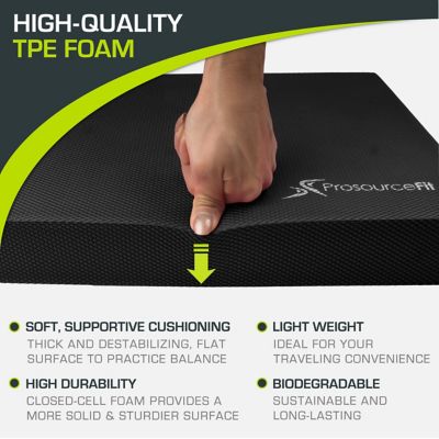 Image showing  15.5 in. L x 12.5 in. W x 2.5 in. T Exercise Balance Pad, Non-Slip Cushioned Foam Mat and Knee Pad, Black