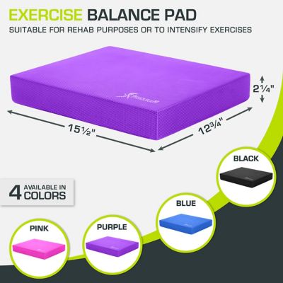 Image showing  15.5 in. L x 12.5 in. W x 2.5 in. T Exercise Balance Pad, Non-Slip Cushioned Foam Mat and Knee Pad, Purple