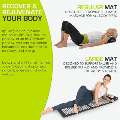 Image showing  Acupressure Mat and Pillow Set for Back/Neck Pain Relief and Muscle Relaxation, Black