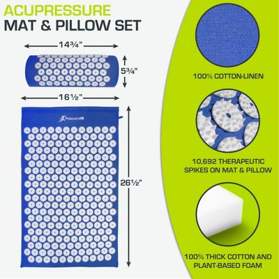 Image showing  Acupressure Mat and Pillow Set for Back/Neck Pain Relief and Muscle Relaxation, Blue