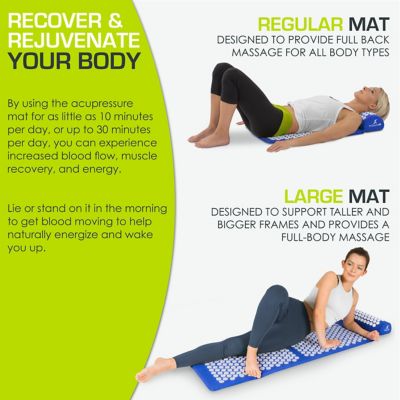 Image showing  Acupressure Mat and Pillow Set for Back/Neck Pain Relief and Muscle Relaxation, Blue