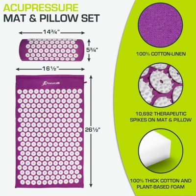 Image showing  Acupressure Mat and Pillow Set for Back/Neck Pain Relief and Muscle Relaxation, Purple