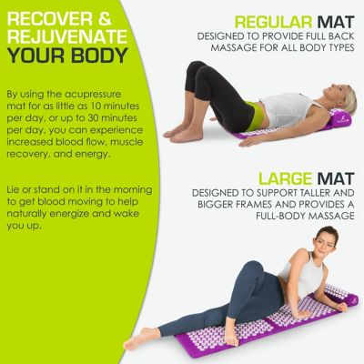 Image showing  Acupressure Mat and Pillow Set for Back/Neck Pain Relief and Muscle Relaxation, Purple