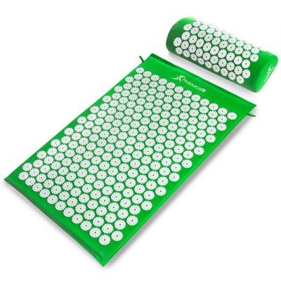 ProsourceFit Acupressure Mat and Pillow Set for Back/Neck Pain Relief and Muscle Relaxation, Green