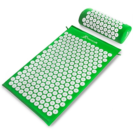 ProsourceFit Acupressure Mat and Pillow Set for Back/Neck Pain Relief and Muscle Relaxation, Green