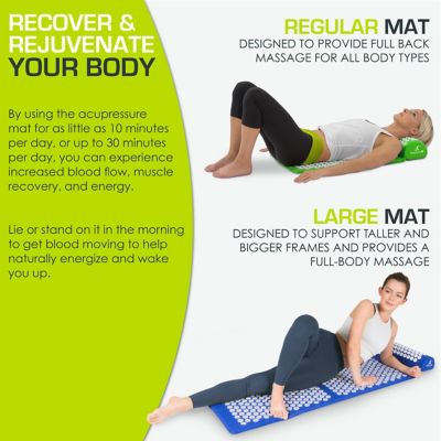 Image showing  Acupressure Mat and Pillow Set for Back/Neck Pain Relief and Muscle Relaxation, Green