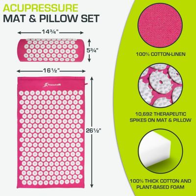 Image showing  Acupressure Mat and Pillow Set for Back/Neck Pain Relief and Muscle Relaxation, Pink