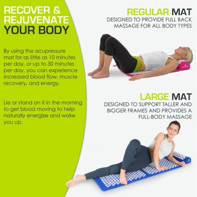 Image showing  Acupressure Mat and Pillow Set for Back/Neck Pain Relief and Muscle Relaxation, Pink