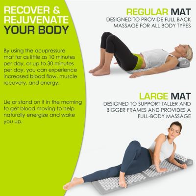 Image showing  Acupressure Mat and Pillow Set for Back/Neck Pain Relief and Muscle Relaxation, Grey