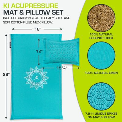 Image showing  Bahama Blue Ki Acupressure Mat and Pillow Set Back/Neck Pain Relief, Muscle Relaxation
