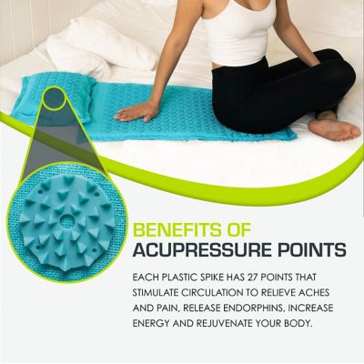 Image showing  Bahama Blue Ki Acupressure Mat and Pillow Set Back/Neck Pain Relief, Muscle Relaxation