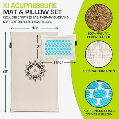 Image showing  Paradise Cove Ki Acupressure Mat and Pillow Set Back/Neck Pain Relief, Muscle Relaxation