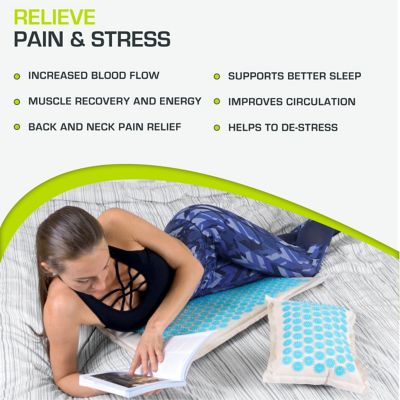 Image showing  Paradise Cove Ki Acupressure Mat and Pillow Set Back/Neck Pain Relief, Muscle Relaxation