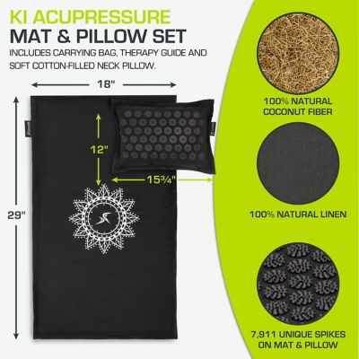 Image showing  Black Pearl Ki Acupressure Mat Pillow Set for Back/Neck Pain Relief and Muscle Relaxation