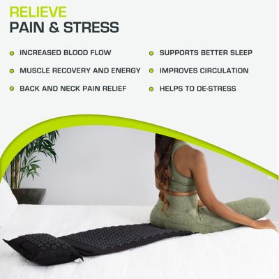 Image showing  Black Pearl Ki Acupressure Mat Pillow Set for Back/Neck Pain Relief and Muscle Relaxation