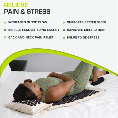 Image showing  Onyx Gold Ki Acupressure Mat Pillow Set for Back/Neck Pain Relief and Muscle Relaxation