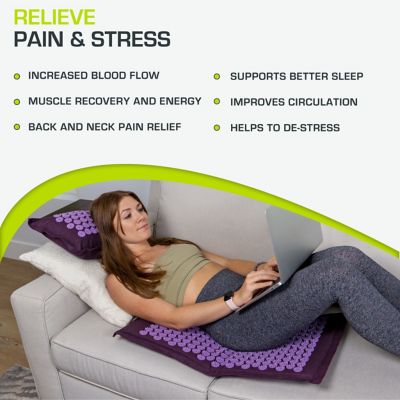 Image showing  Royal Lilac Ki Acupressure Mat and Pillow Set Back/Neck Pain Relief, Muscle Relaxation