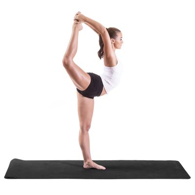 Image showing 4 th ProsourceFit 72 in. L x 24 in. W x 0.25 in. T Natura TPE Yoga Mat Non Slip Waterproof (12 sq. ft. covered), Black/Grey