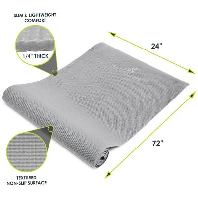 Image showing  72 in. x 24 in. x 0.25 in. Original Exercise Yoga Mat with Carrying Straps, Non Slip (12 sq. ft.), Grey
