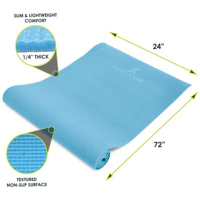 Image showing  72 in. x 24 in. x 0.25 in. Original Exercise Yoga Mat with Carrying Straps, Non Slip (12 sq. ft.), Aqua